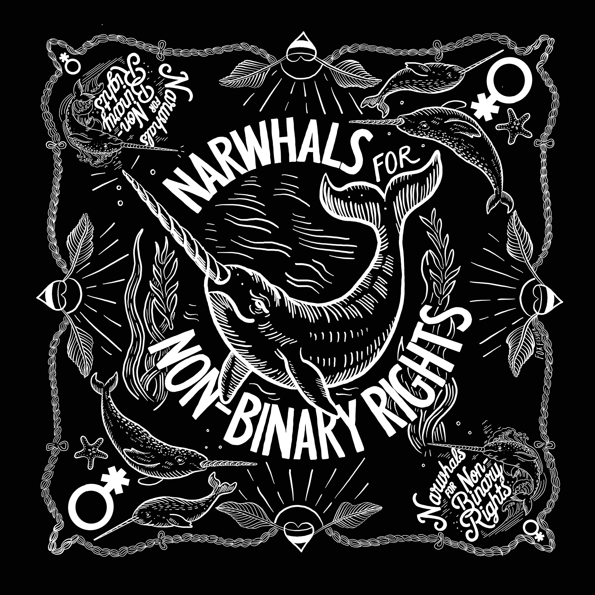 NARWHALS for NON-BINARY RIGHTS - BANDANA