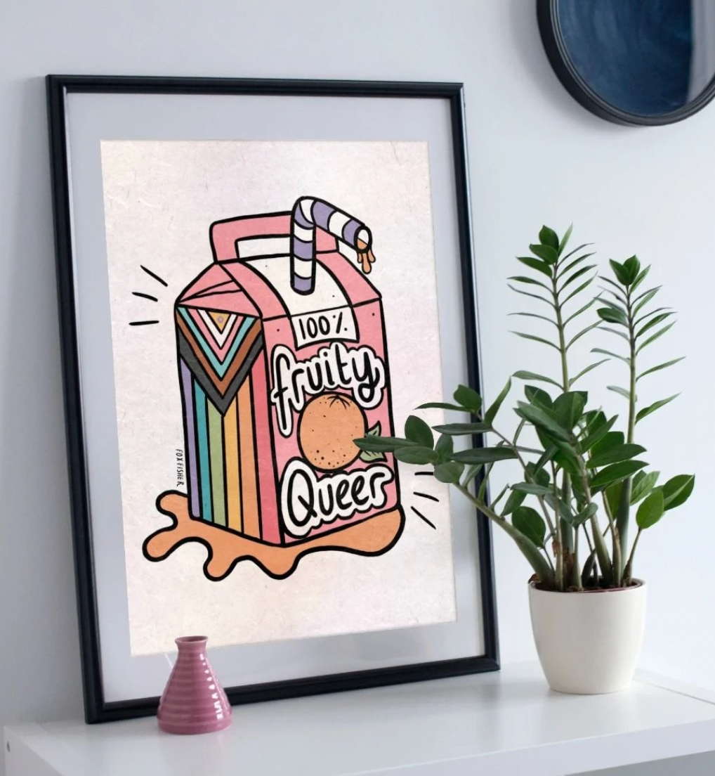 Progress Flag-Inspired '100% Fruity Queer' Art Print