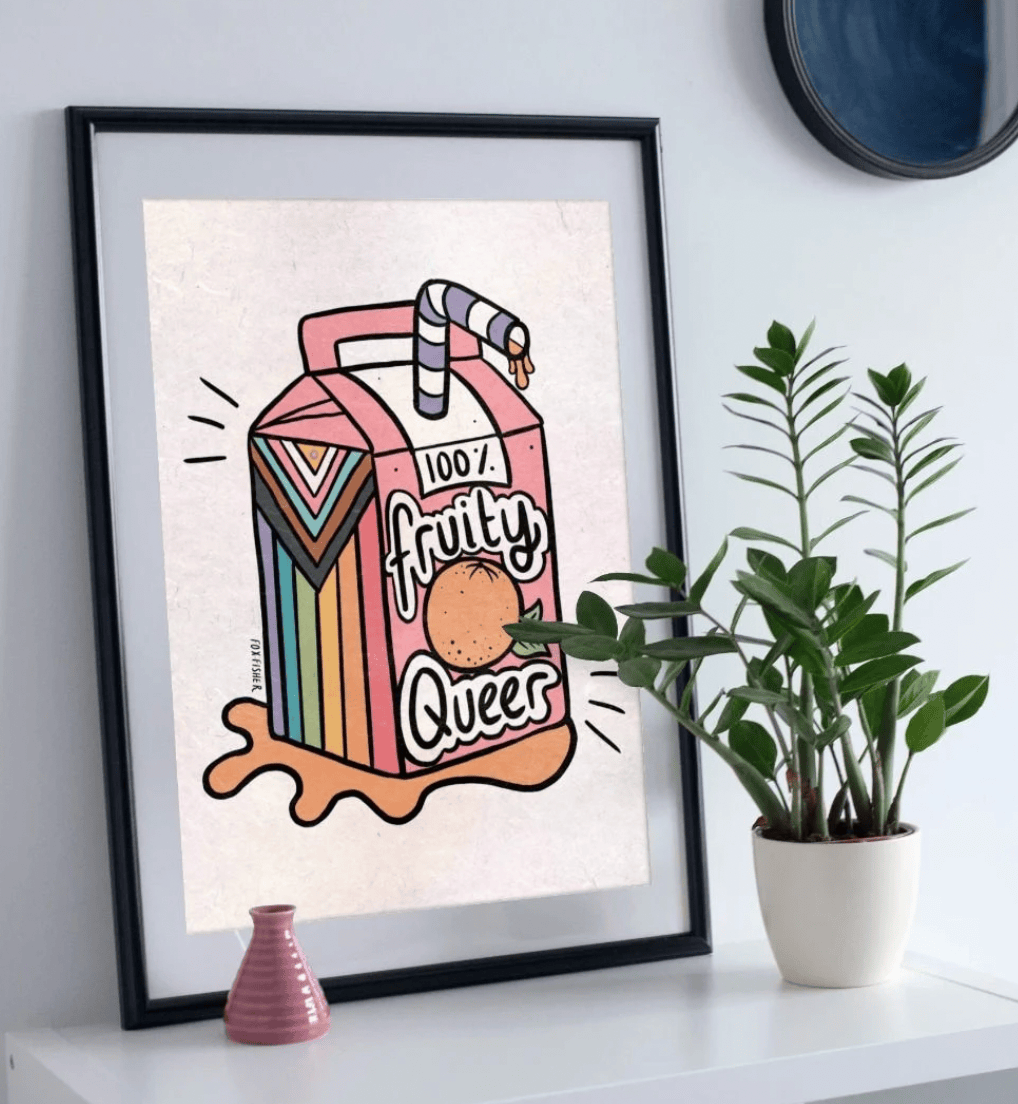Progress Flag-Inspired '100% Fruity Queer' Art Print