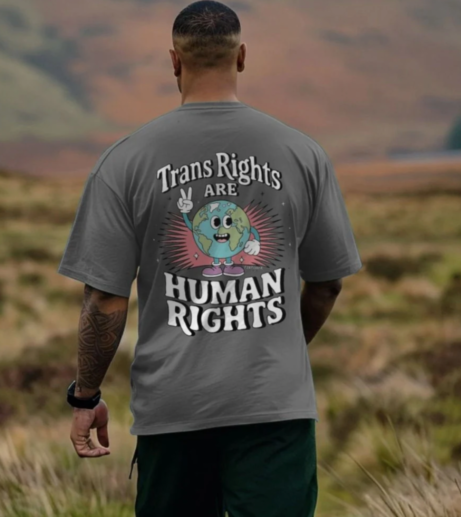 Premium Oversized 'Trans Rights are Human Rights' Earth Double Design Tee