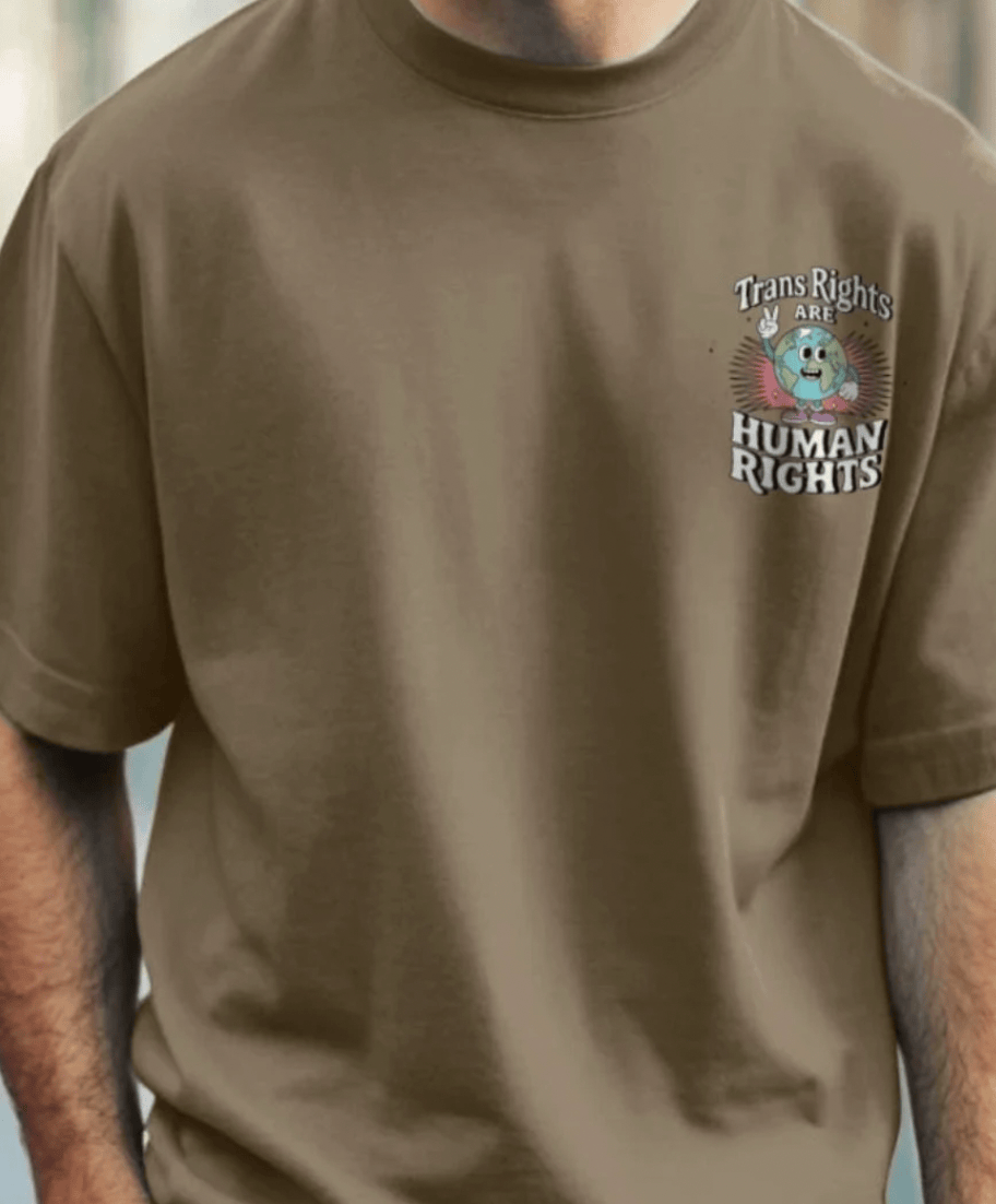 Premium Oversized 'Trans Rights are Human Rights' Earth Double Design Tee