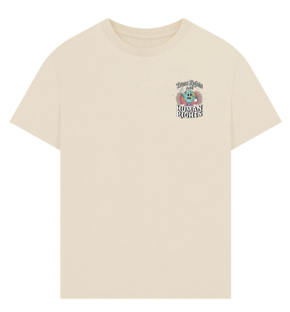 Premium Oversized 'Trans Rights are Human Rights' Earth Double Design Tee