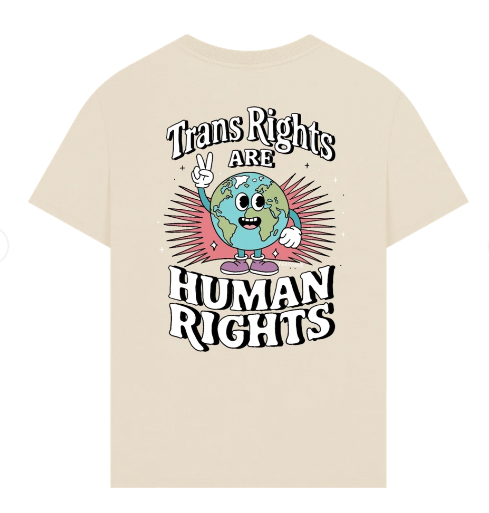 Premium Oversized 'Trans Rights are Human Rights' Earth Double Design Tee