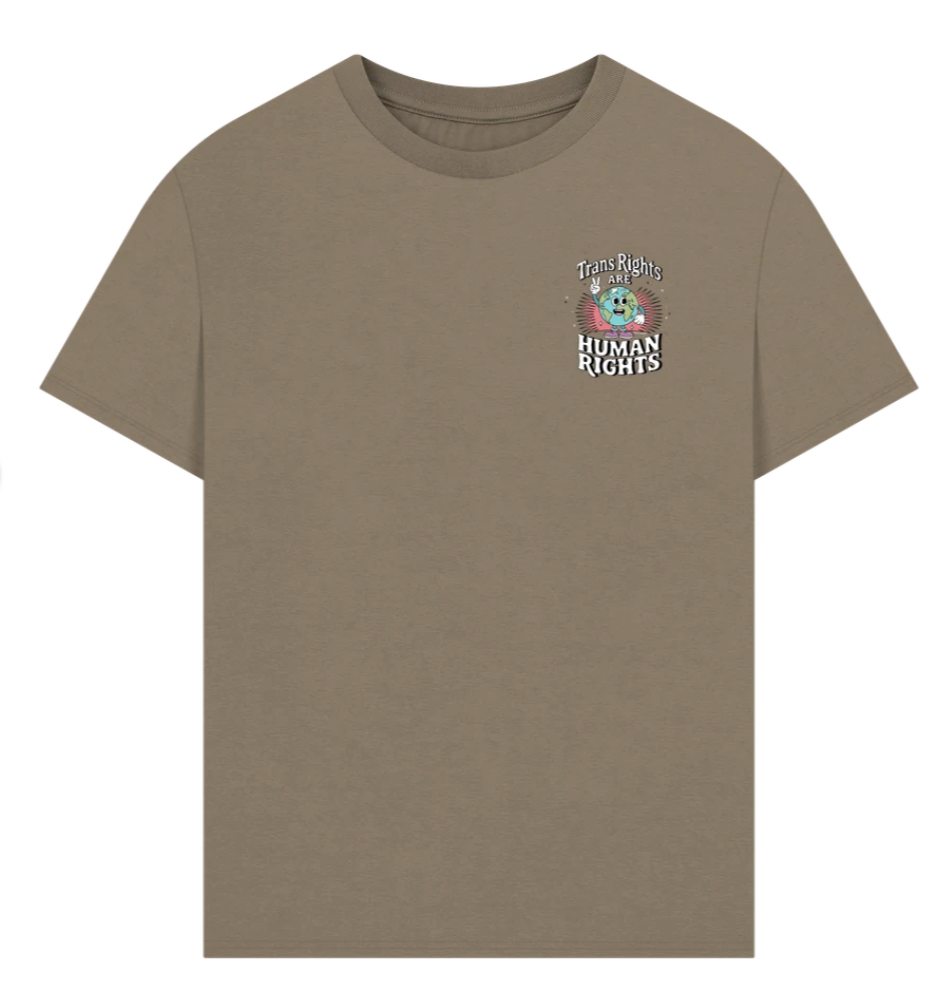 Premium Oversized 'Trans Rights are Human Rights' Earth Double Design Tee