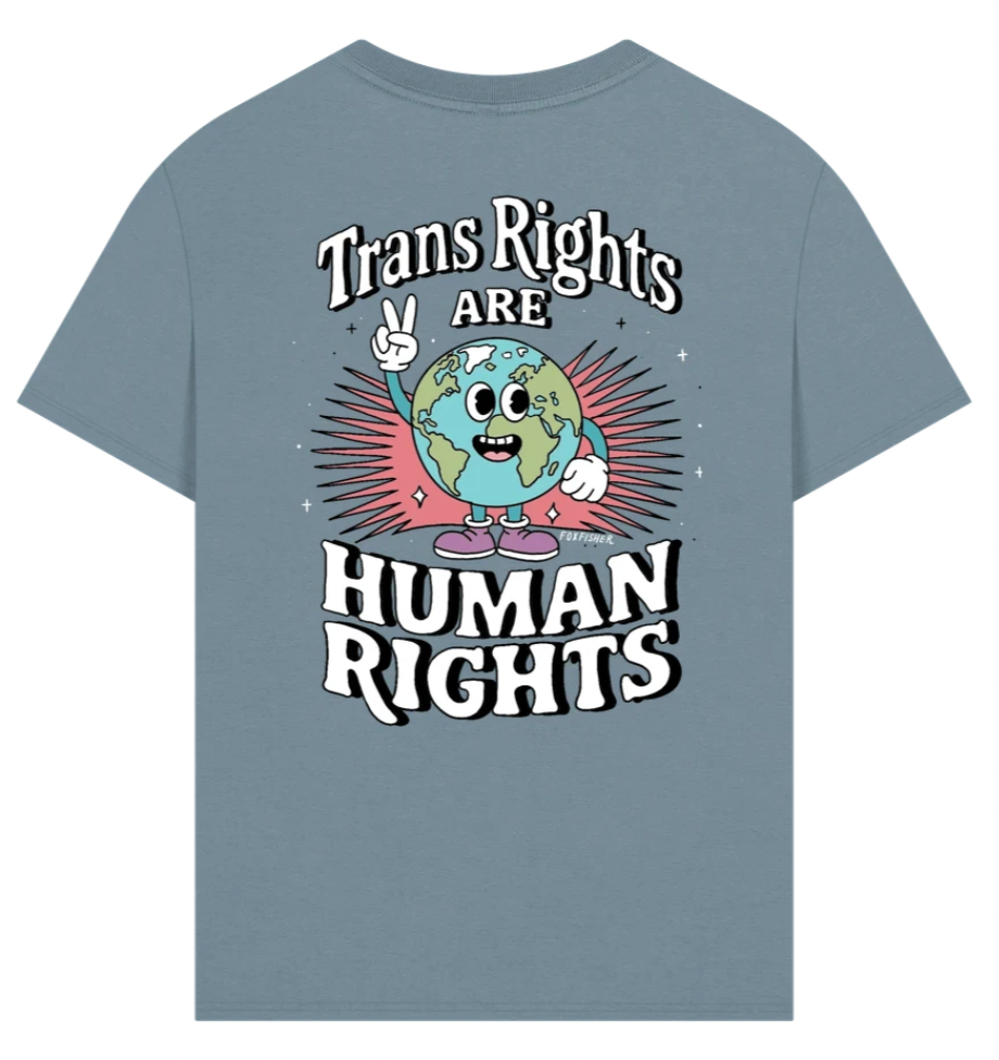 Premium Oversized 'Trans Rights are Human Rights' Earth Double Design Tee