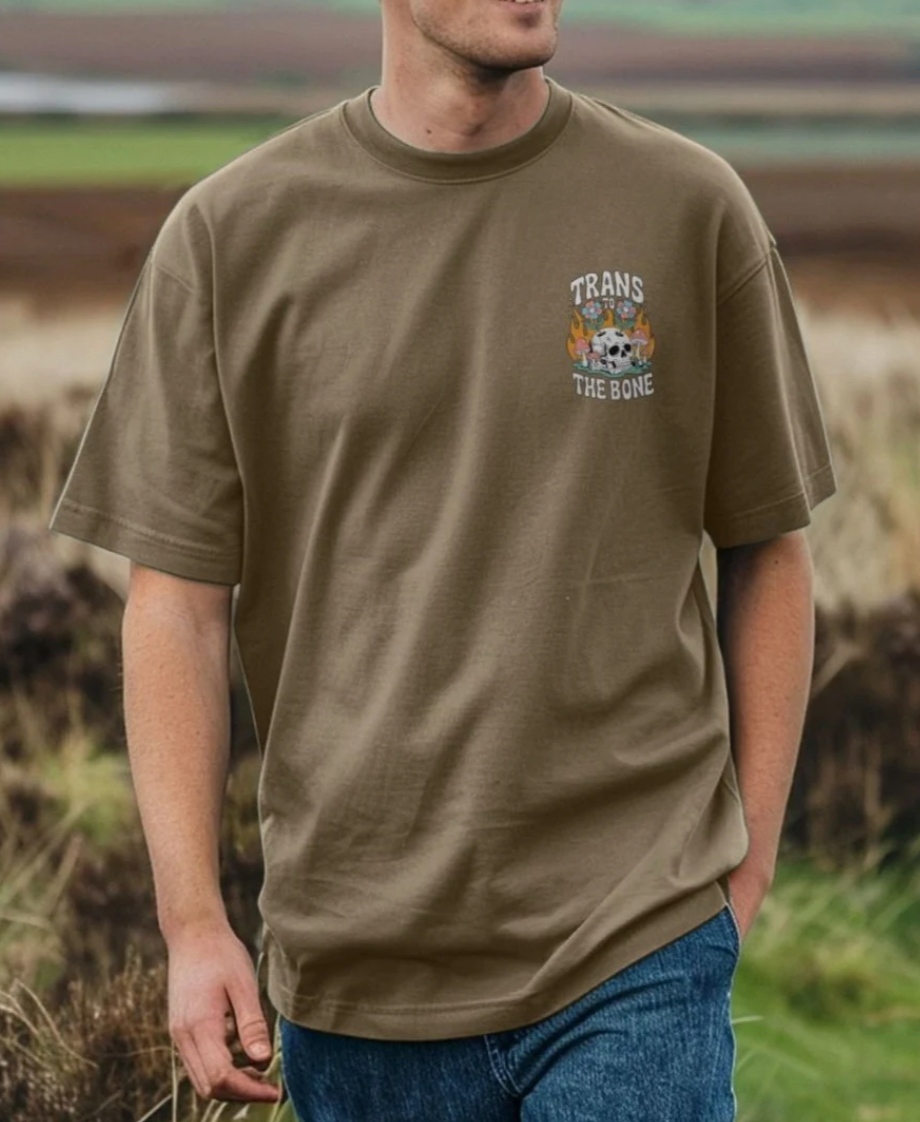 Trans to the Bone -- Organic Oversize Premium Front & Back Design Tee