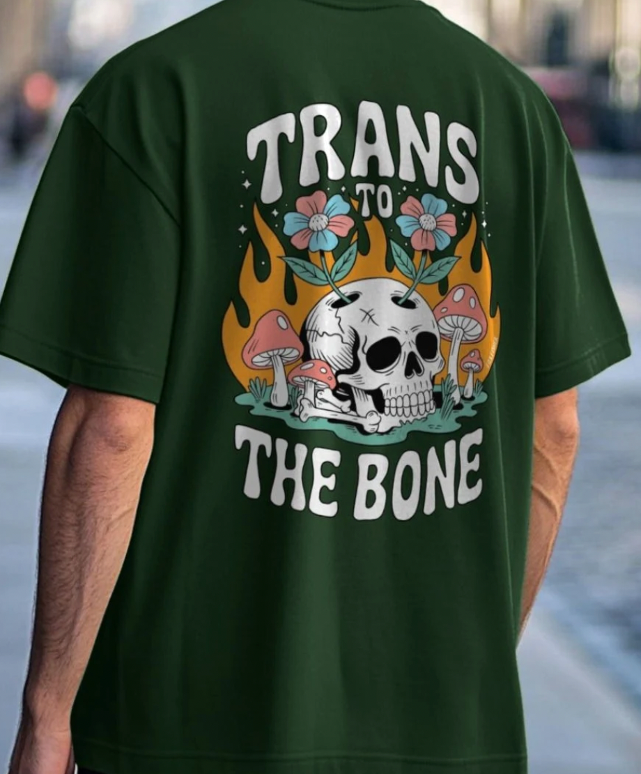 Trans to the Bone -- Organic Oversize Premium Front & Back Design Tee