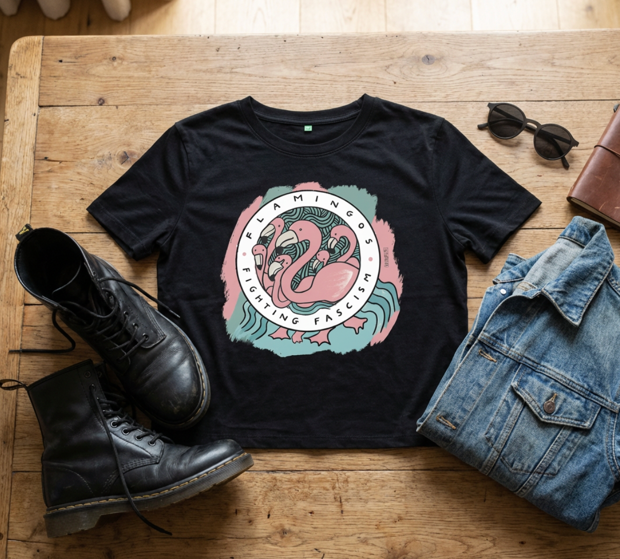 Flamingos Fighting Fascism (Boxy Shirt)