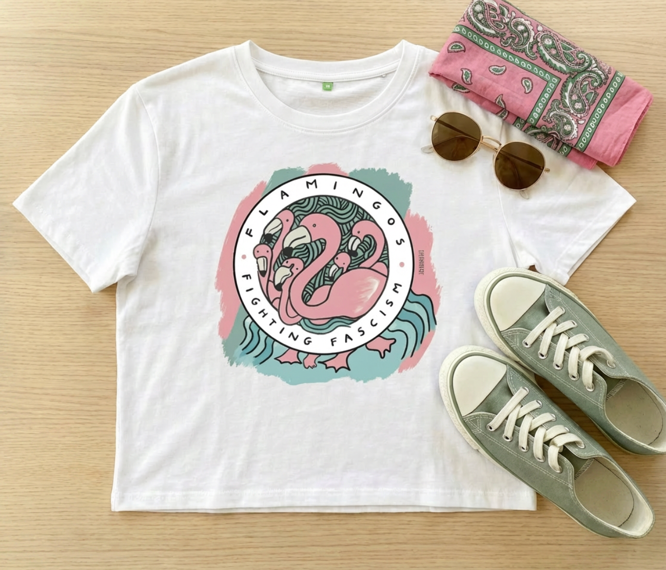 Flamingos Fighting Fascism (Boxy Shirt)