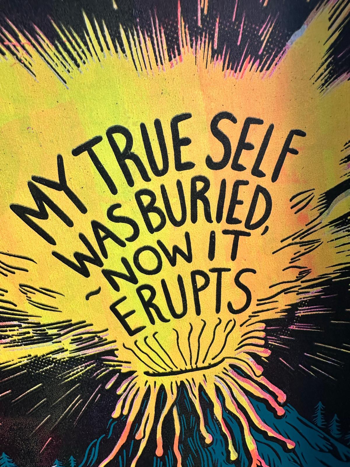 My True Self Was Buried, Now It Erupts – Framed Study on Wood (Edition of 8)