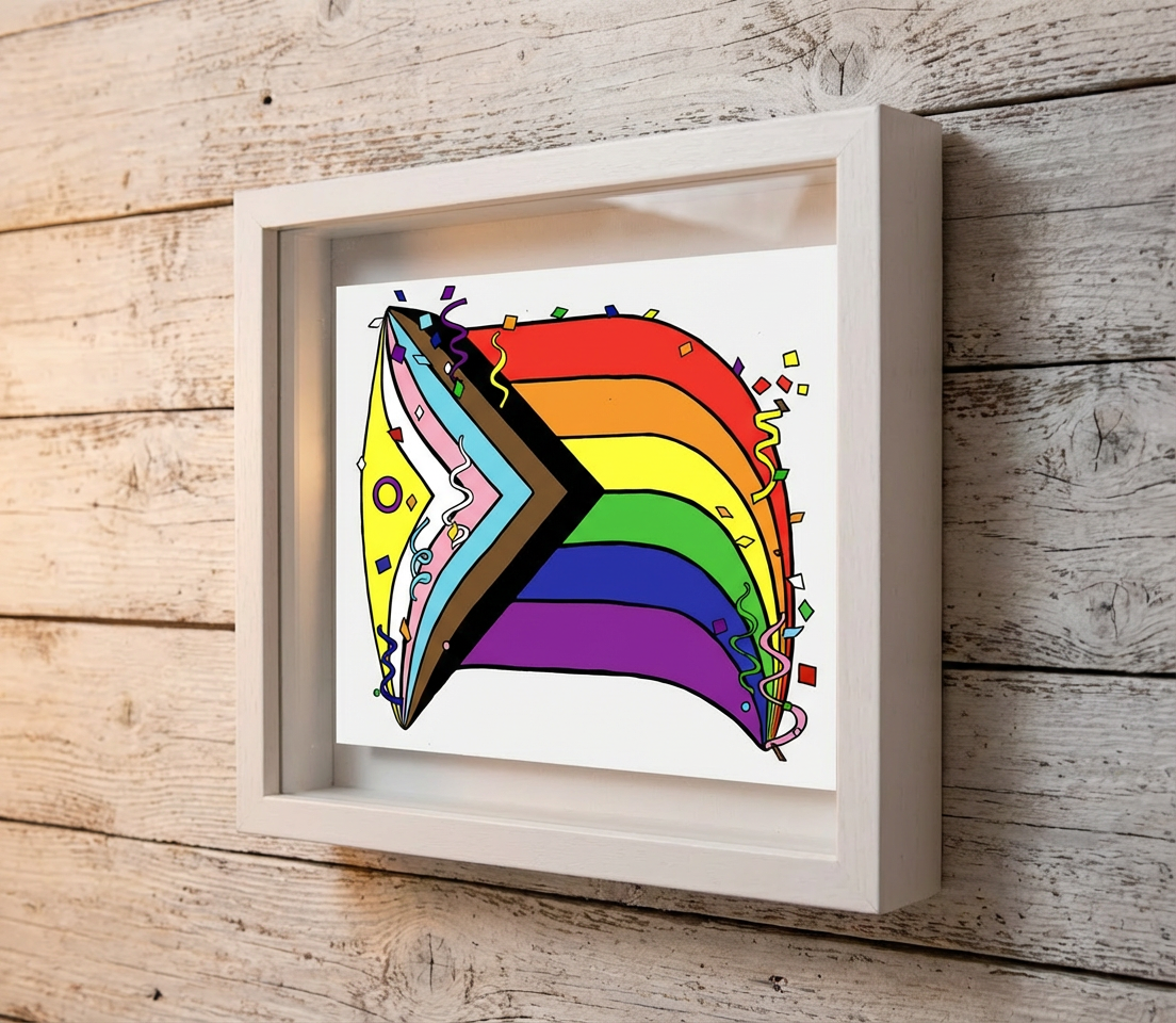 Pride Means Progress Art Print | Progress Pride Flag Poster | LGBTQ+ Queer Wall Art | Hand-drawn by Fox Fisher