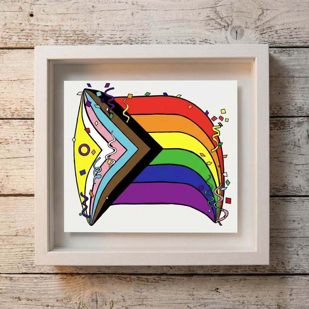 Pride Means Progress Art Print | Progress Pride Flag Poster | LGBTQ+ Queer Wall Art | Hand-drawn by Fox Fisher