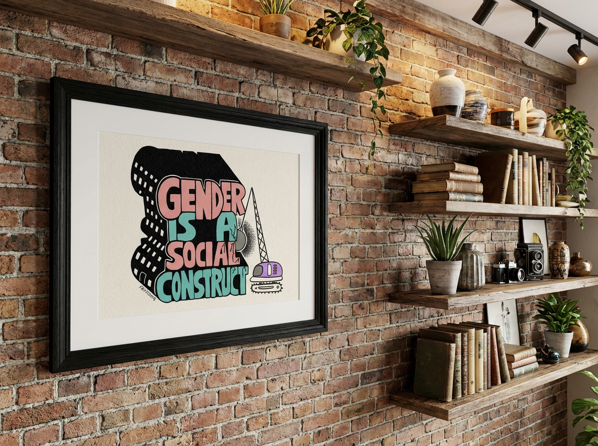 Gender Is A Social Construct Art Print - Bold Typography Pride Illustration on Recycled Paper (A3)