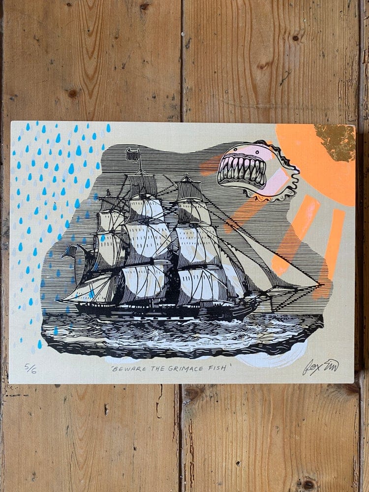Beware the Grimace Fish Wooden Screen Print
