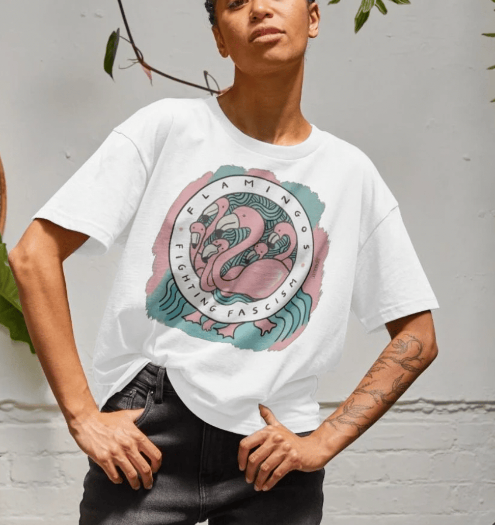 Flamingos Fighting Fascism (Boxy Shirt)