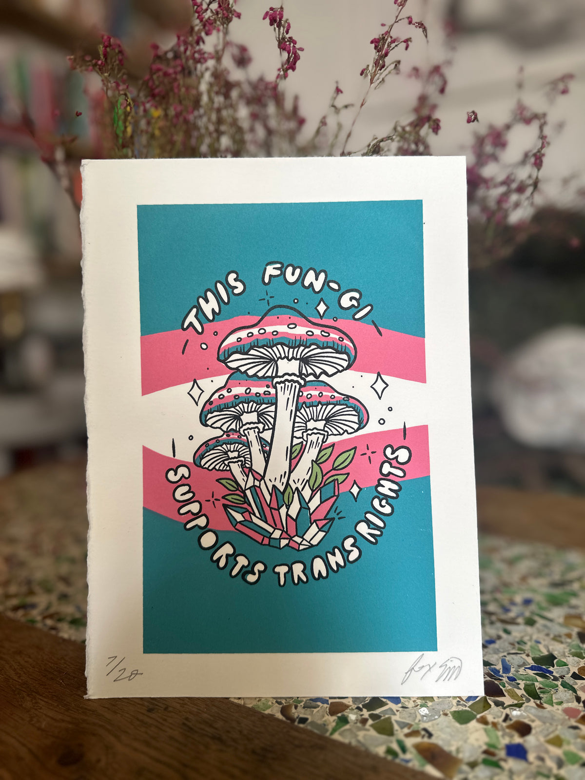 This Fun-gi Supports Trans Rights - A5 Screen Print