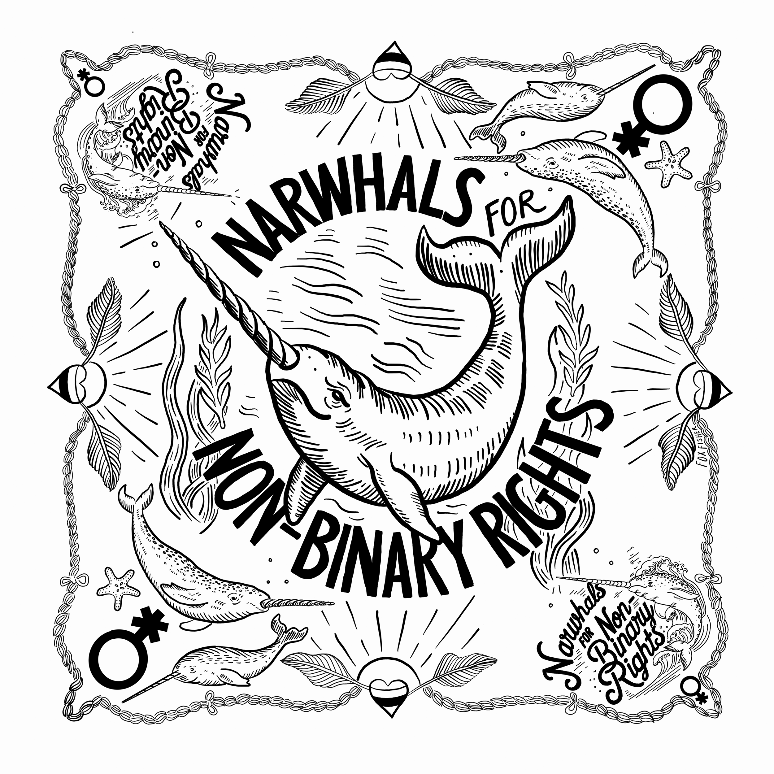 NARWHALS for NON-BINARY RIGHTS - BANDANA