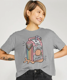 Vibrant Queer Expression Crop Top with Juice Box Progress Flag Motif