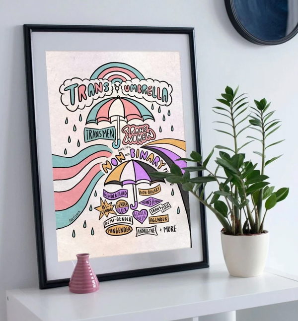 Trans (+ Non-Binary) Umbrella Art Print