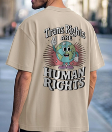 Premium Oversized &#39;Trans Rights are Human Rights&#39; Earth Double Design Tee