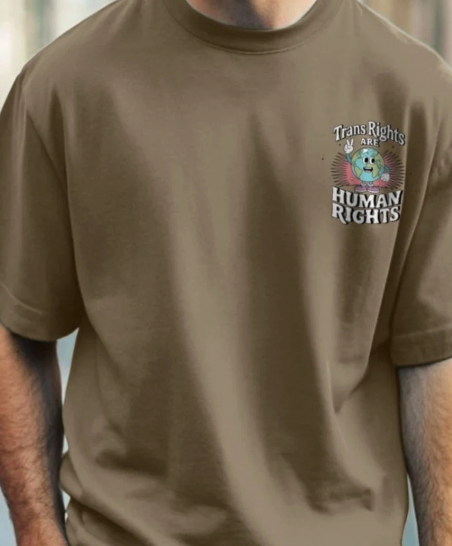 Premium Oversized 'Trans Rights are Human Rights' Earth Double Design Tee
