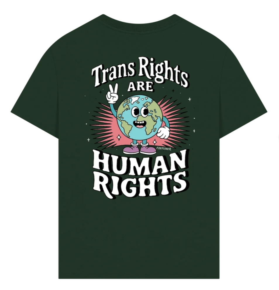 Premium Oversized 'Trans Rights are Human Rights' Earth Double Design Tee