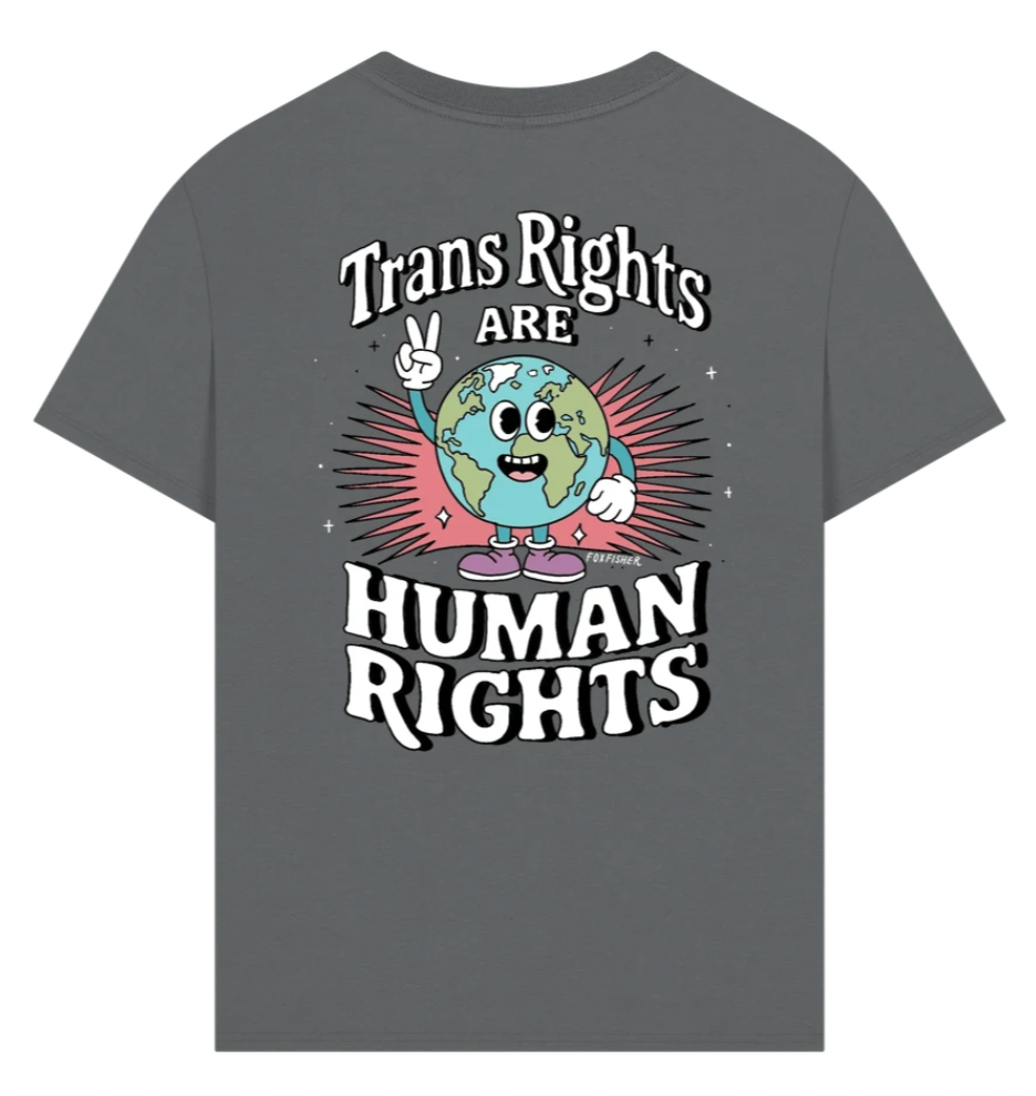 Premium Oversized 'Trans Rights are Human Rights' Earth Double Design Tee