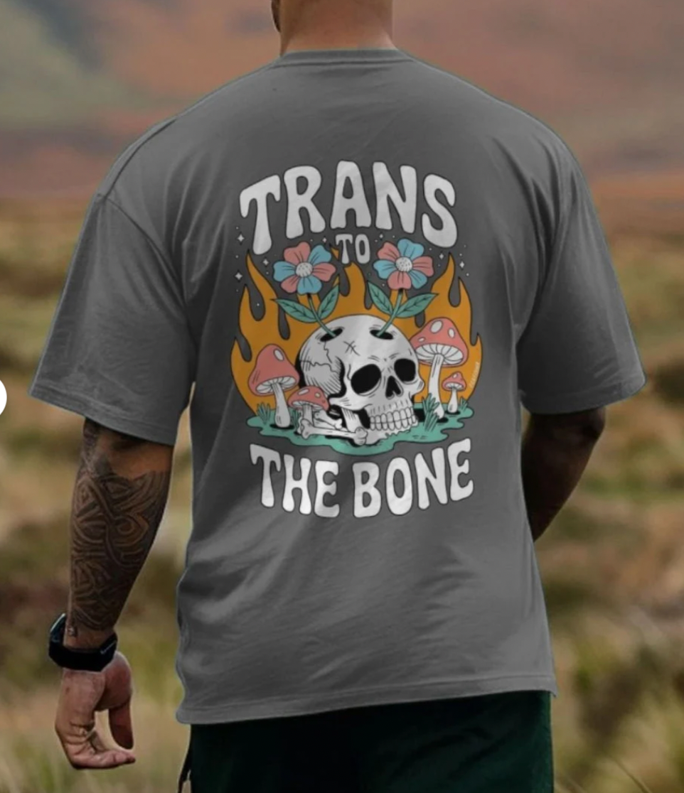 Trans to the Bone -- Organic Oversize Premium Front & Back Design Tee