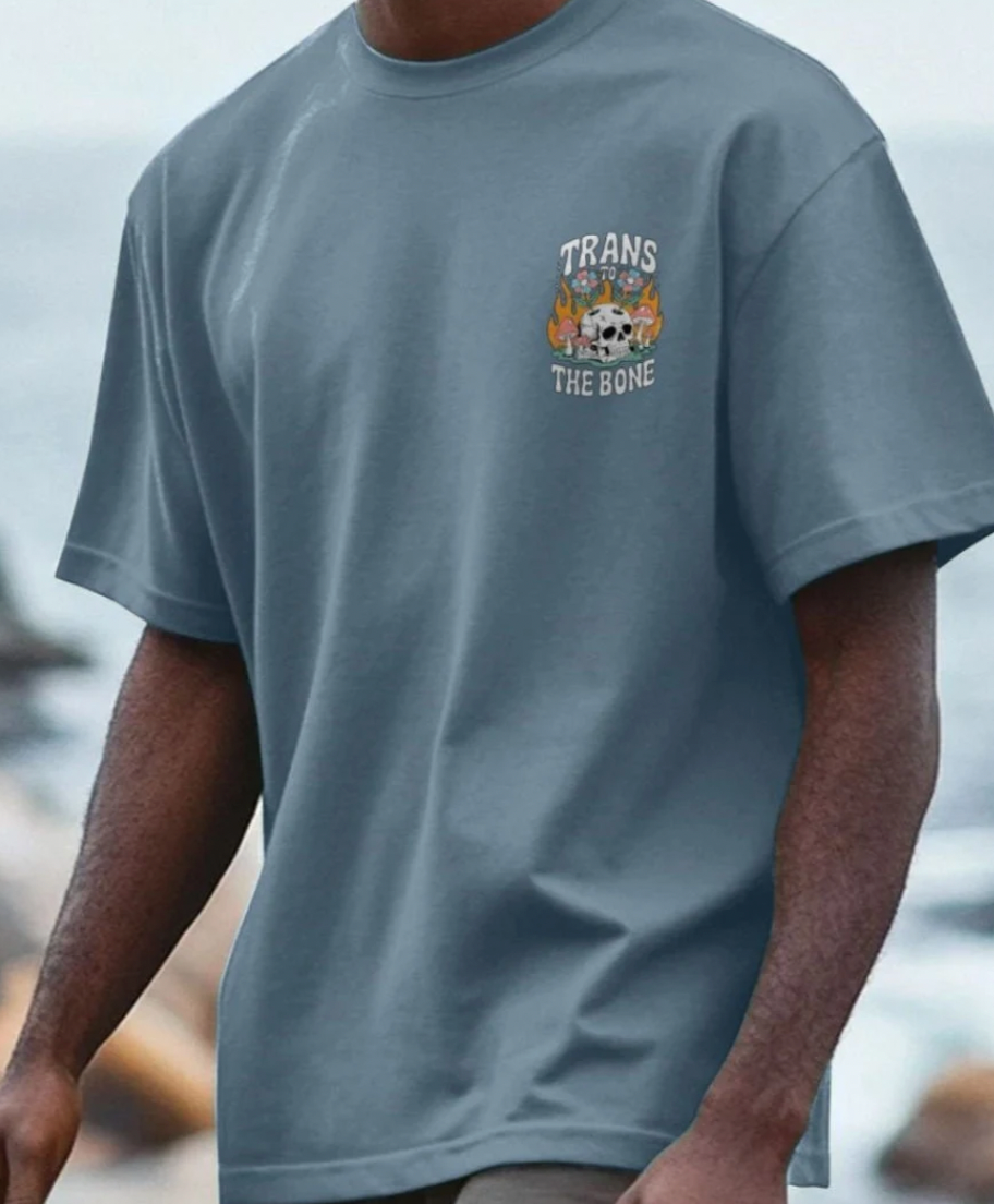 Trans to the Bone -- Organic Oversize Premium Front & Back Design Tee