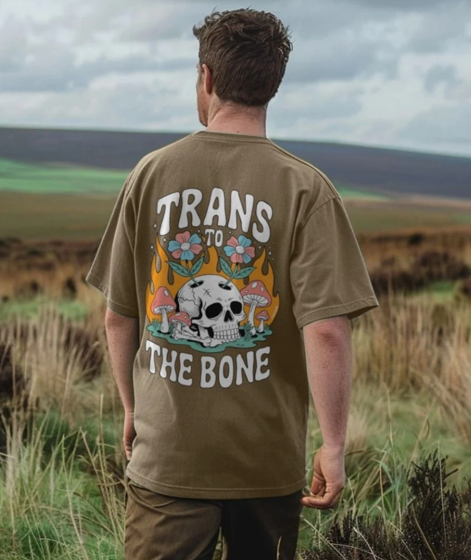 Trans to the Bone -- Organic Oversize Premium Front & Back Design Tee