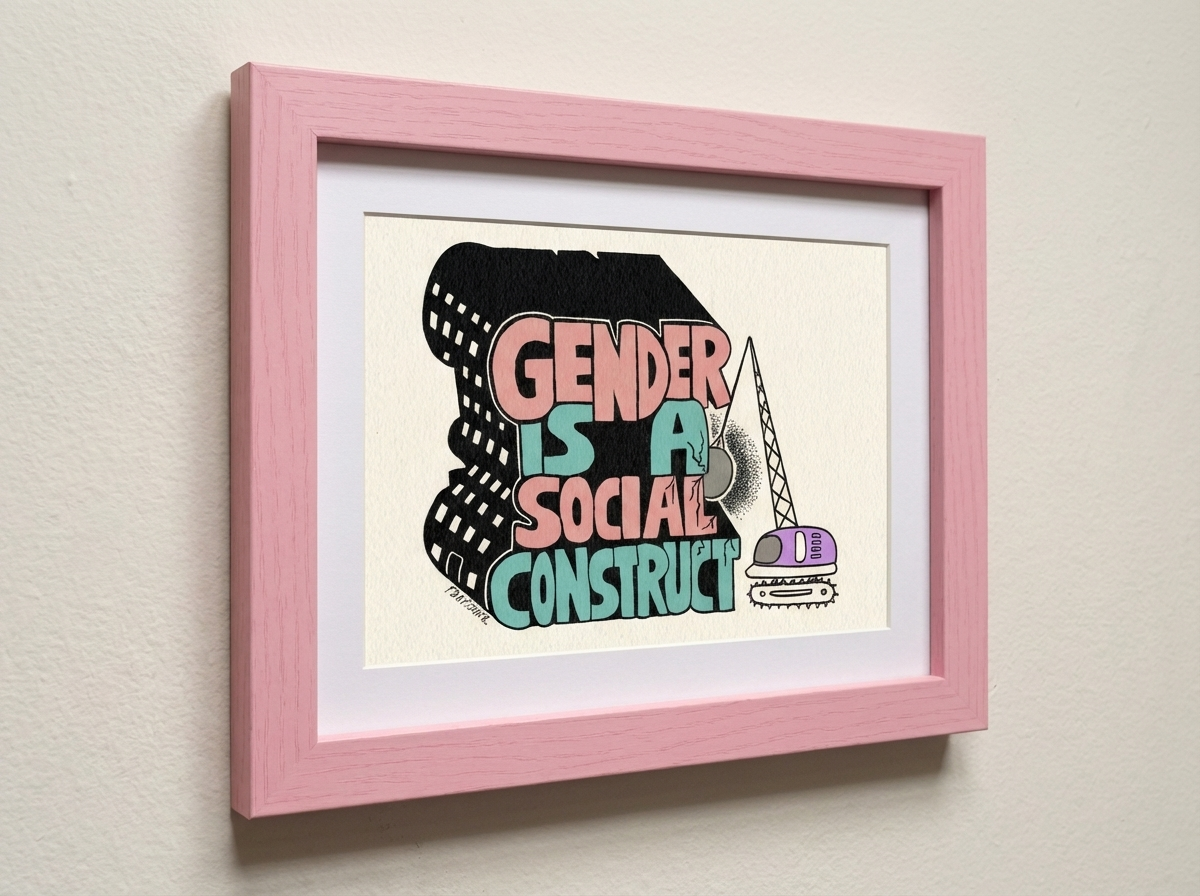 Gender Is A Social Construct Art Print - Bold Typography Pride Illustration on Recycled Paper (A3)