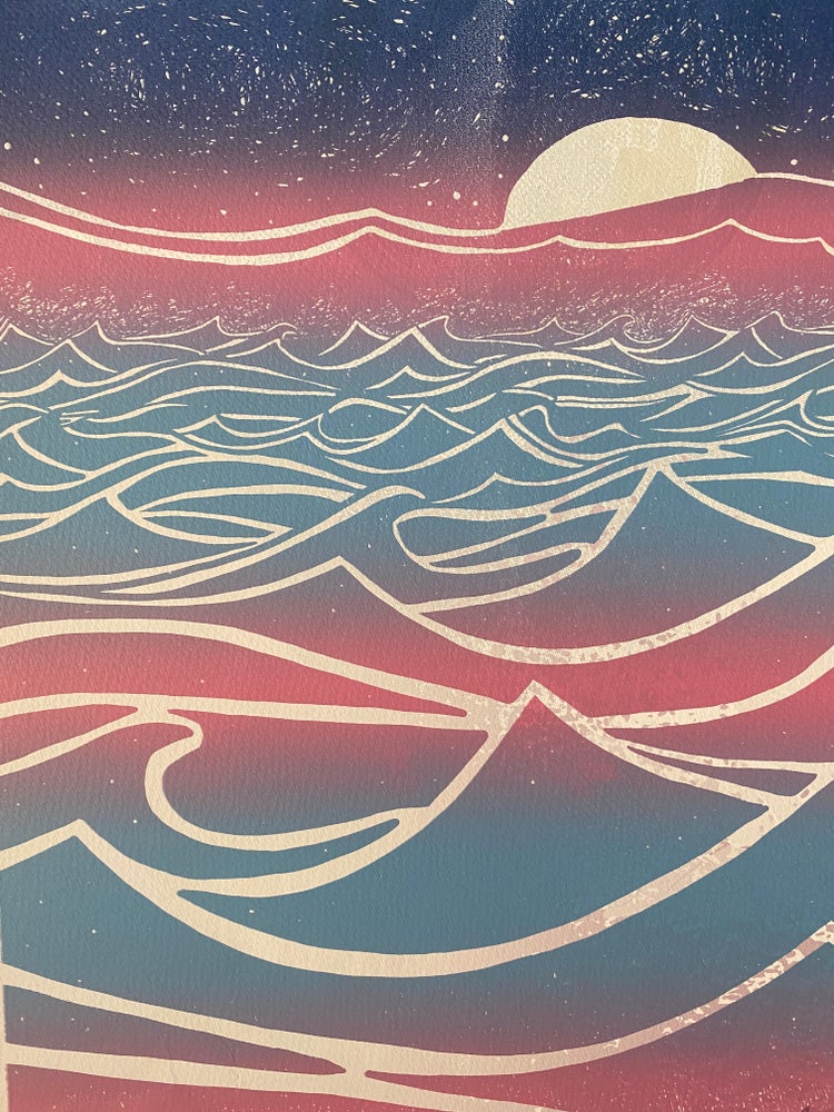 Down to the Stormy Sea Cotton Screen Print