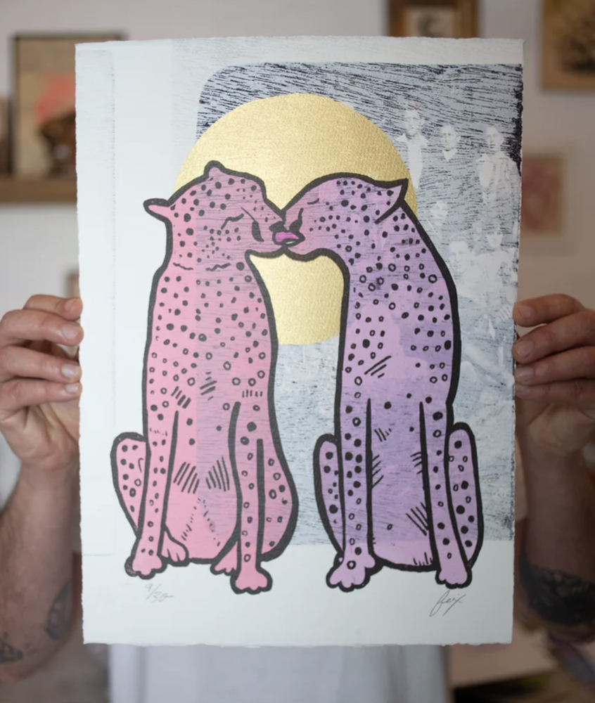 Licky Cats Screen Print with colour options