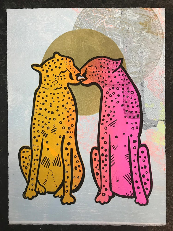 Licky Cats Screen Print with colour options