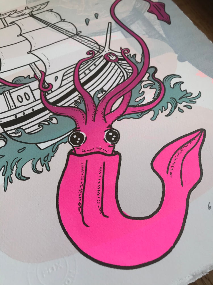 Big Squids Sink Ships Cotton Screen Print